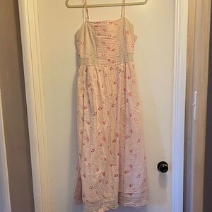 Abercrombie & Fitch Pink and Cream Floral Midi Dress NWOT